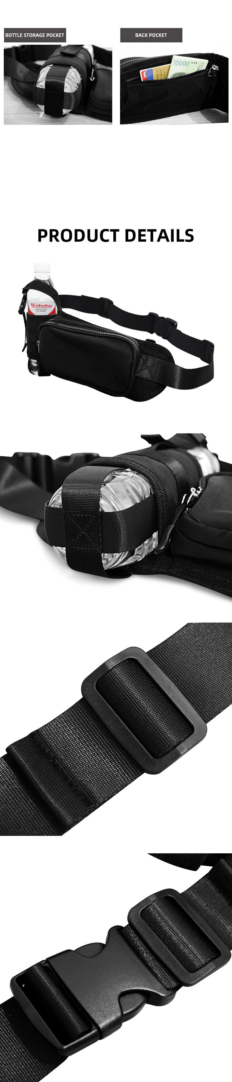 Sportliche Outdoor-Wasserflasche im koreanischen Stil, ultraleicht, aus Nylon, ideal zum Laufen, Radfahren und als robuste Handytasche für Hüfte und Hüfte._voghion.com