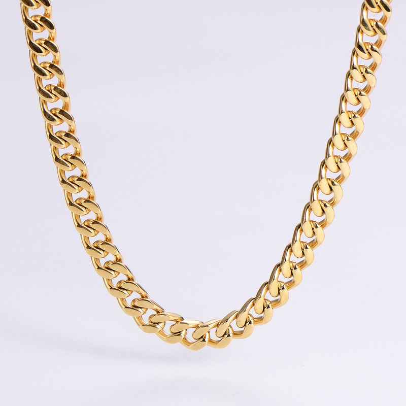 Men's Jewelry Hip Hop Jewelry Stainless Steel Polished Four Sided Grinding Necklace Cuban Chain Necklace_voghion.com