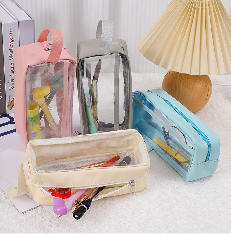 Penar transparent cu dublu strat, capacitate mare, lapte și sare, Ins, japonez, liceu și școală primară, stilou de stocare cu valoare ridicată a culorii_voghion.com
