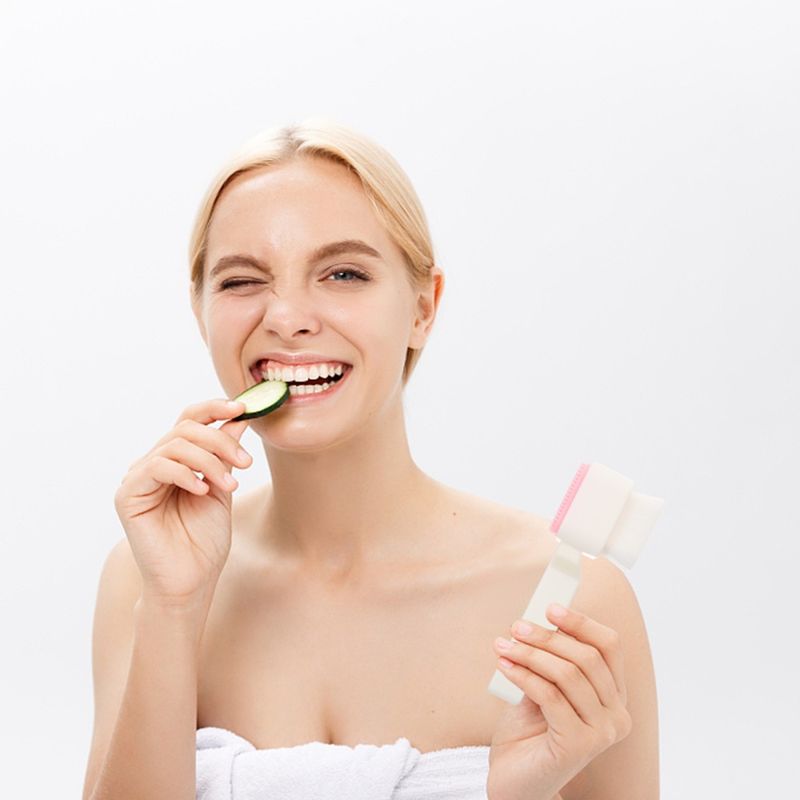 Brosse de soin de la peau, brosse de nettoyage du visage, exfoliant double face pour le visage_voghion.com