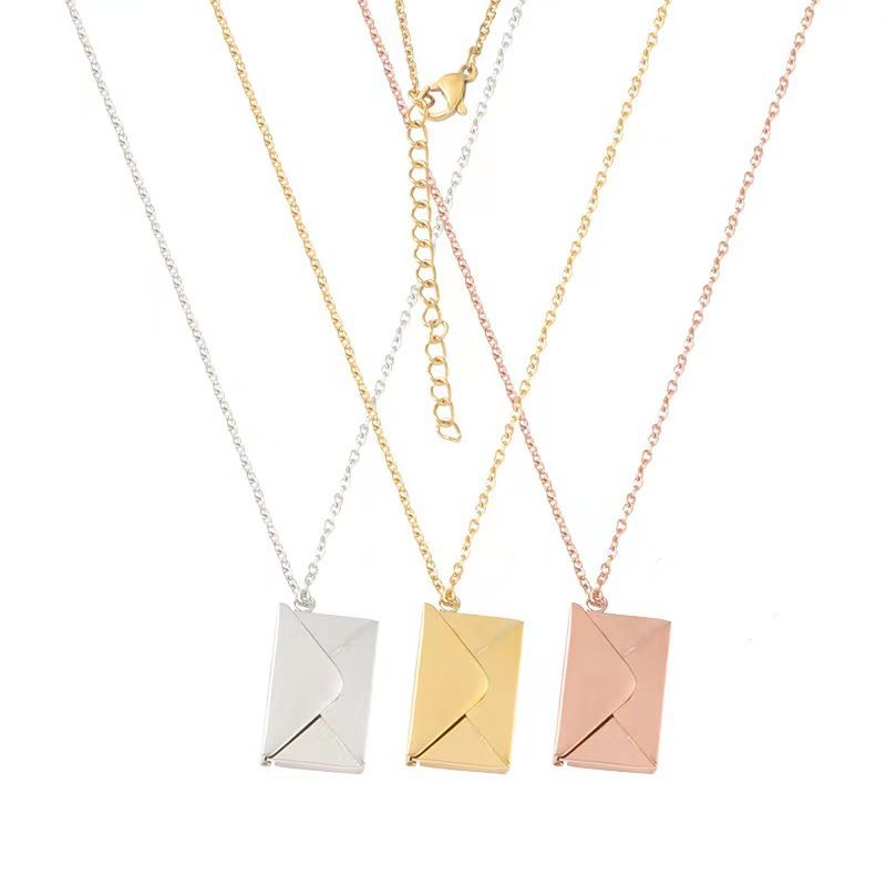 Enveloppe cadeau de Noël pour couple, lettre d'amour, chaîne de clavicule, femme, haut de gamme, luxe léger, peut être ouvert, pendentif_voghion.com