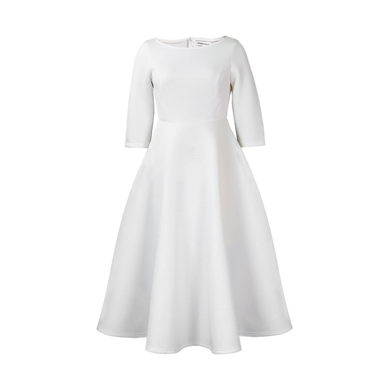 Women's solid color large swing skirt temperament evening dress skirt_voghion.com