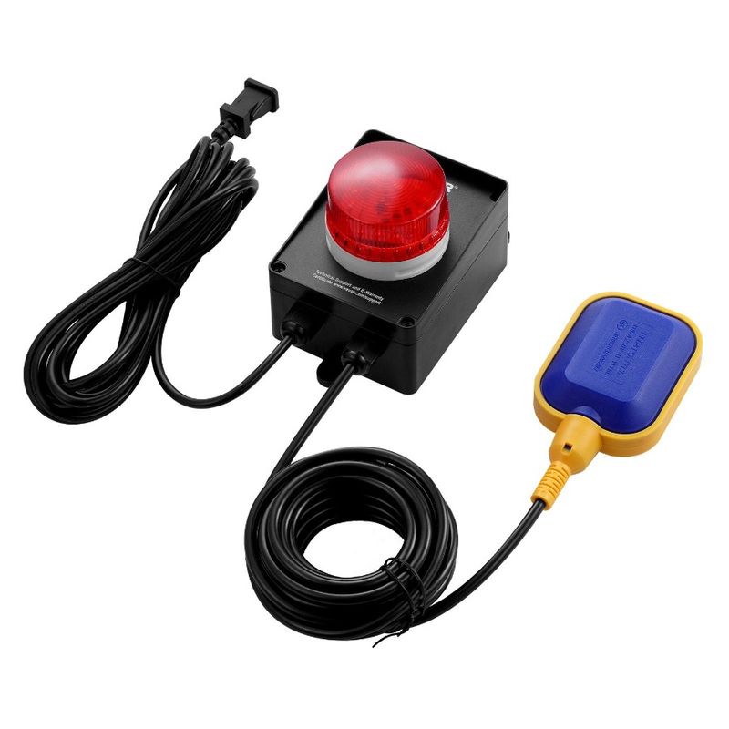 Pompa di allarme con indicatore di allarme da 16,4 piedi, interruttore di pozzetto, livello LED, galleggiante rumoroso_voghion.com