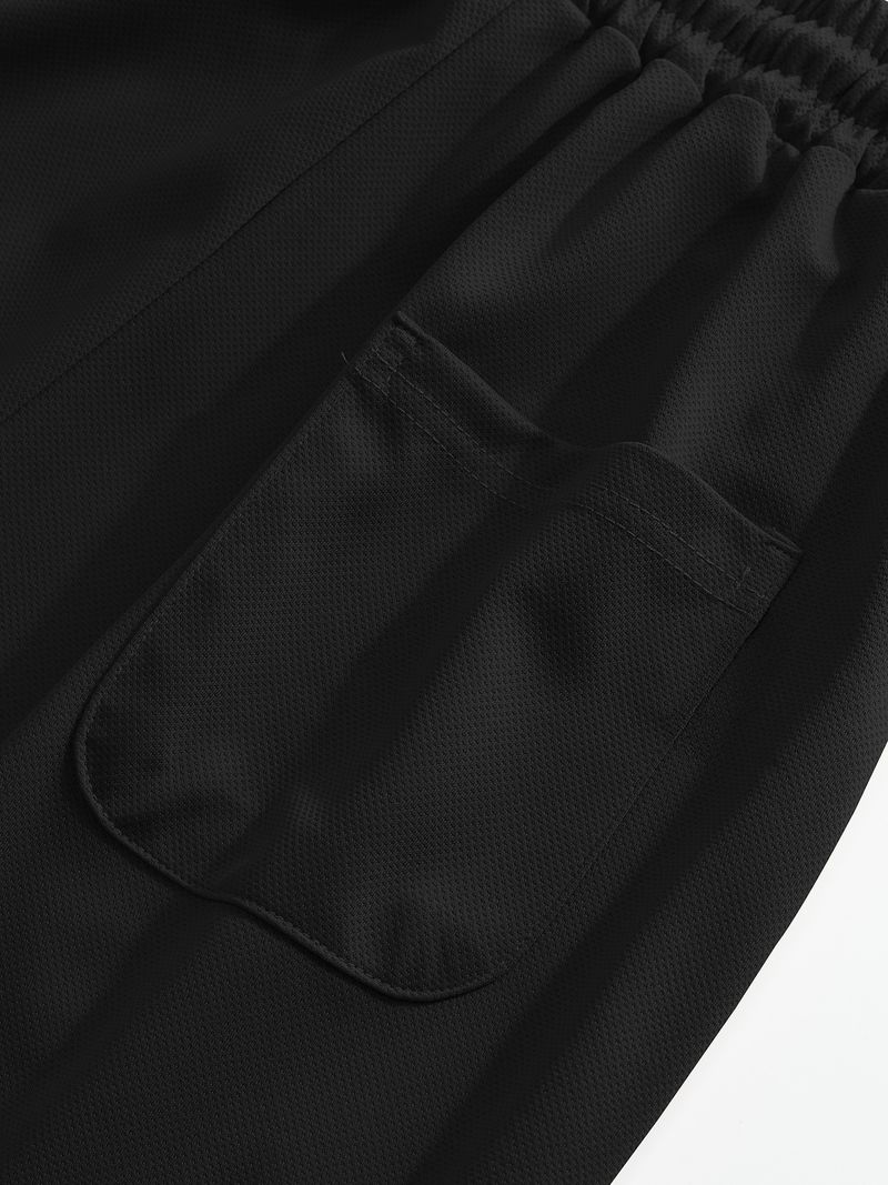 Men's Casual Straight Leg Joggers With Drawstring Waist - Lightweight Stretch Fabric, Versatile Lounge Pants For Everyday Wear_voghion.com