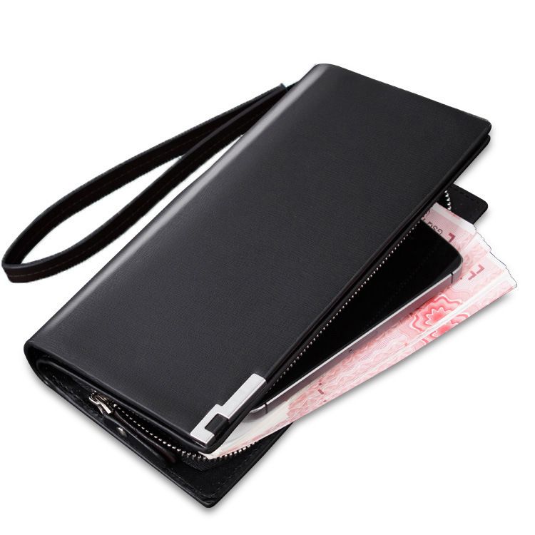 Cartera larga Hengsheng para hombre con múltiples ranuras para tarjetas, cierre de cremallera y estilo sencillo._voghion.com
