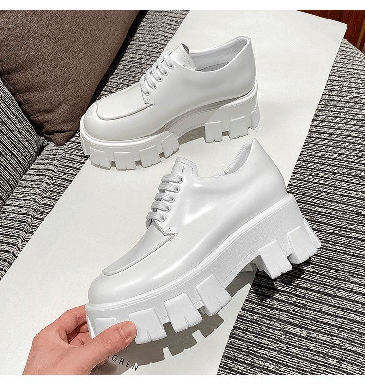 New Thick Platform Shoes Thick Soles And Fleece Small Leather Loafers_voghion.com