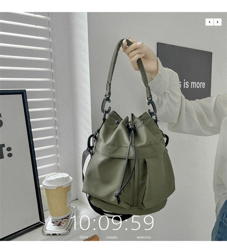 Eenzel Schëller-Crossbody-Täsch, Casual Schnürpäck, Liichtgewiicht Handtasche mat grousser Kapazitéit, Nylon-Eemertasch fir Fraen_voghion.com