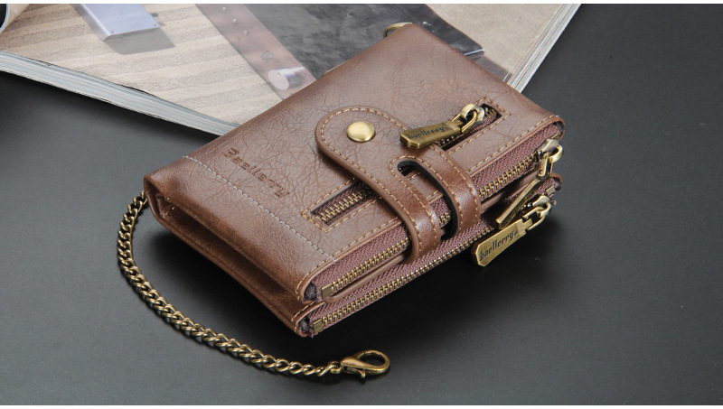 New Men's Short Wallet European And American Business Double Zipper Zero Wallet Multiple Card Slots_voghion.com