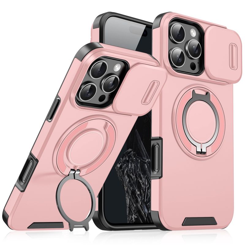 Magnetic Wireless Charging Armor Case For IPhone 16 15 17 Pro 14 Max Slide Camera PC Cover Compatible With 13_voghion.com