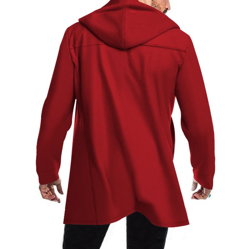 Men's Clothing Slim Windbreaker Hooded Casual Solid Color Jacket Men's Slim Fit Long Hooded Trench Coat Casual Solid Color Jacket For Autumn & Spring_voghion.com