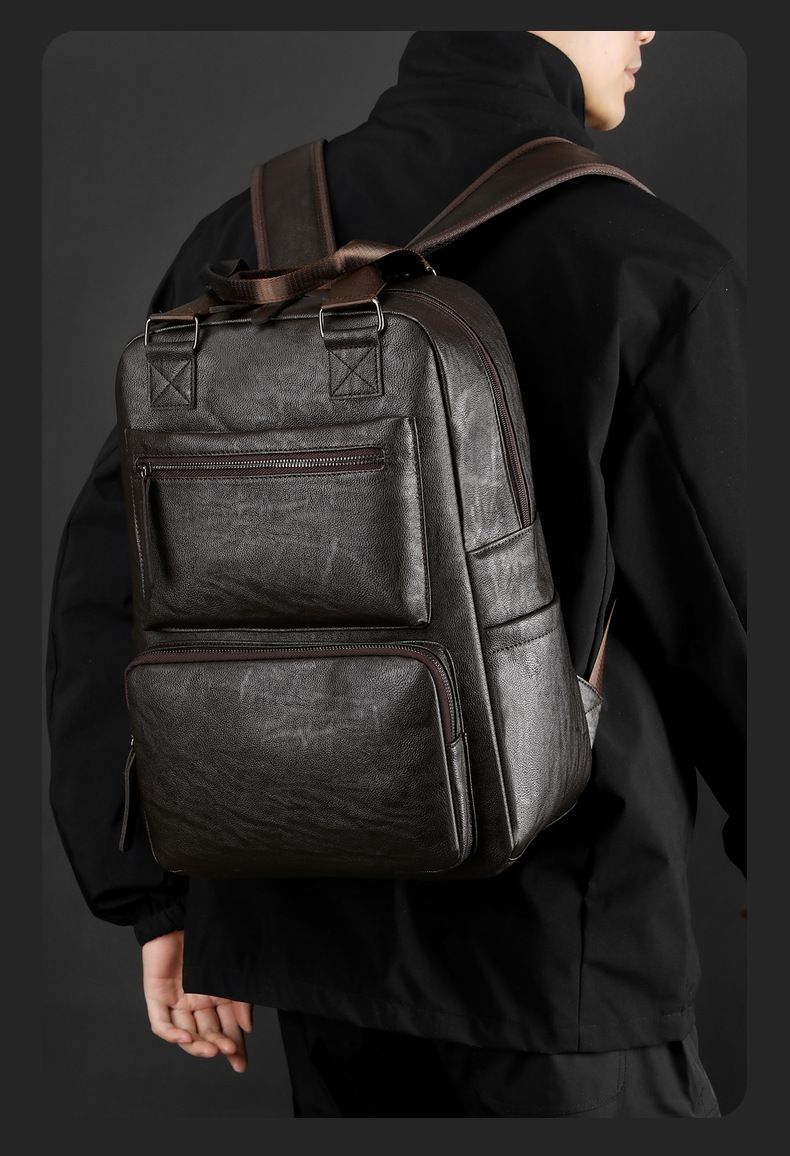 Retro Men's High-end Business Backpack, Large Capacity Trendy Outdoor Travel Bag, Commuting Computer Backpack_voghion.com