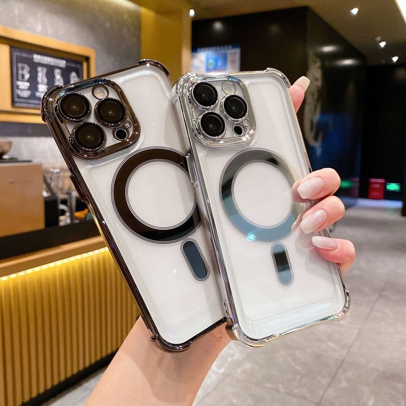 Magnetic Shockproof Phone Case For Iphone 4 Corner Airbag Protection With Clear Acrylic Back & Anti-Scratch Design_voghion.com