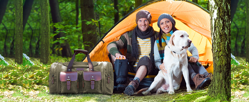 Wildload 50L travel expandable canvas leather luggage upgraded overnight weekend carry on bag, gray, classic_voghion.com
