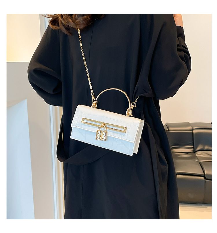 Women's Stylish And Versatile Small Square Shoulder Bag - Crossbody & Handheld For Daily Use, PU Leather With Alligator Texture, Magnetic Closure_voghion.com