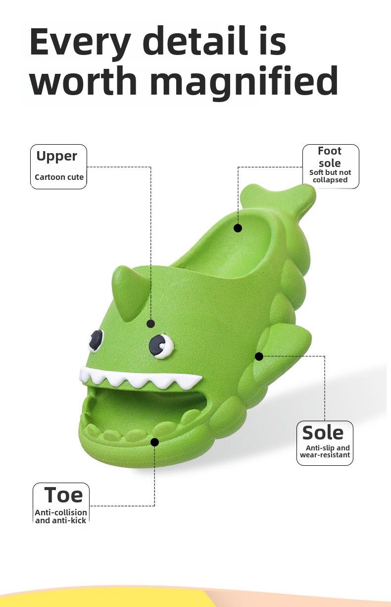 Shark children's slippers summer boy cartoon cute non-slip household bathroom bath boys girls cool slippers big children's shoes_voghion.com