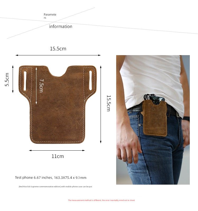 Xmyb Retro Vertical First Layer Crazy Horse Waist Mobile Phone Men Genuine Leather Outdoor Casual Small Hanging Bag_voghion.com