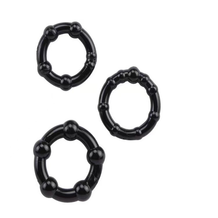 Smooth bead-locked semen ring, three-color ring, JJ ring, raised dot couple delay ring, adult erotic male products_voghion.com