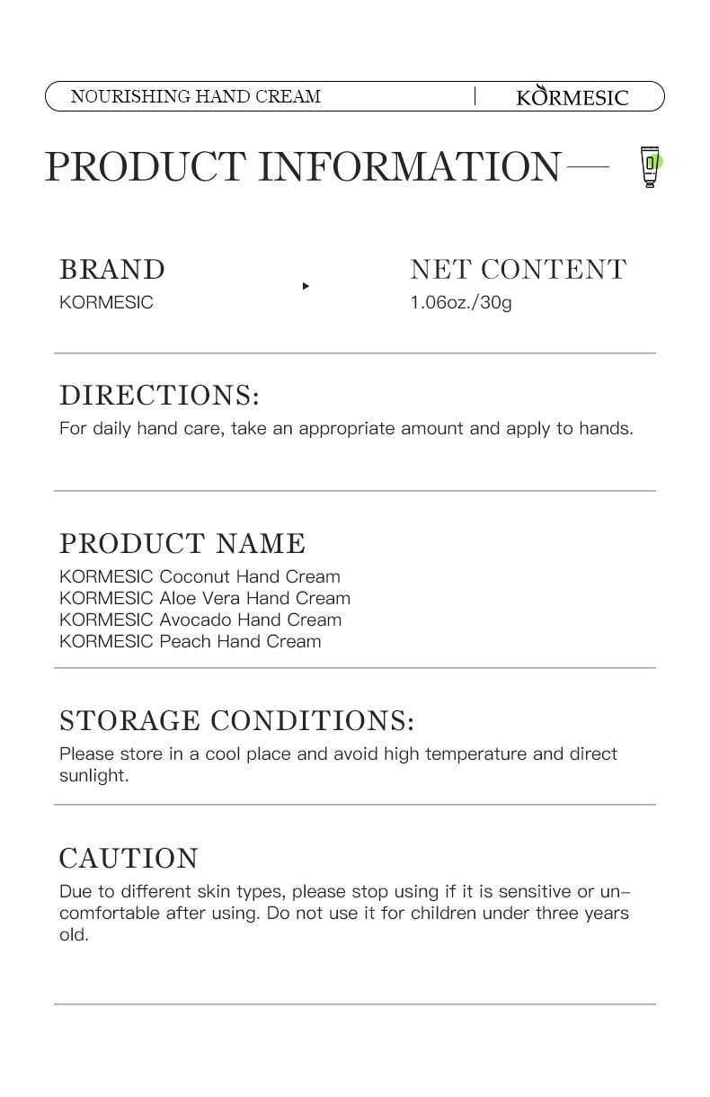 Crema mani idratante alla frutta e all'aloe vera KORMESIC 30 g_voghion.com