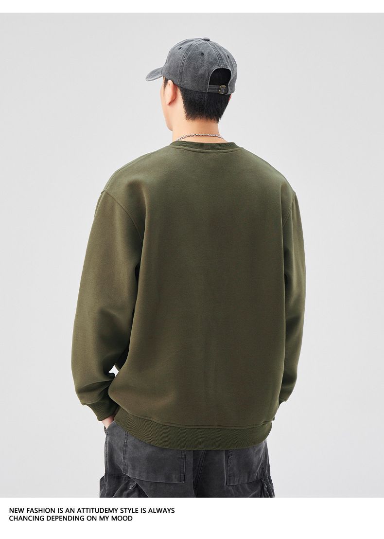 Men's 420GSM Heavyweight Crewneck Sweatshirt – Oversized American Streetwear Pullover With Minimalist Print For Casual & Urban Style_voghion.com