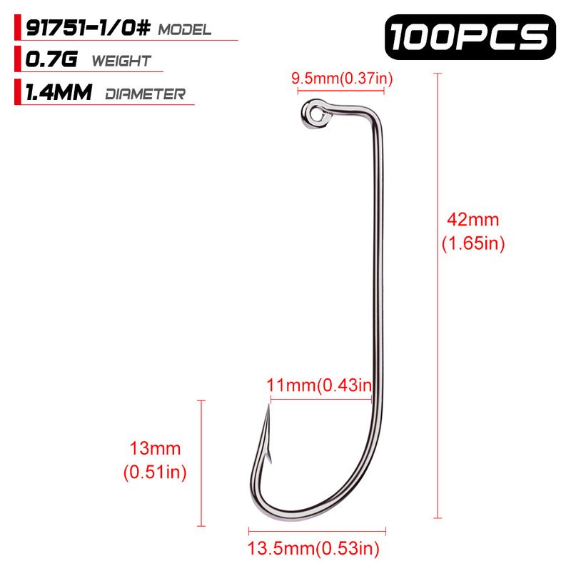 PRO BEROS Brand Fishing Gear Soft Worm With Barbed Fish Hooks 100 Pieces/Pack Bulk High Carbon Steel_voghion.com