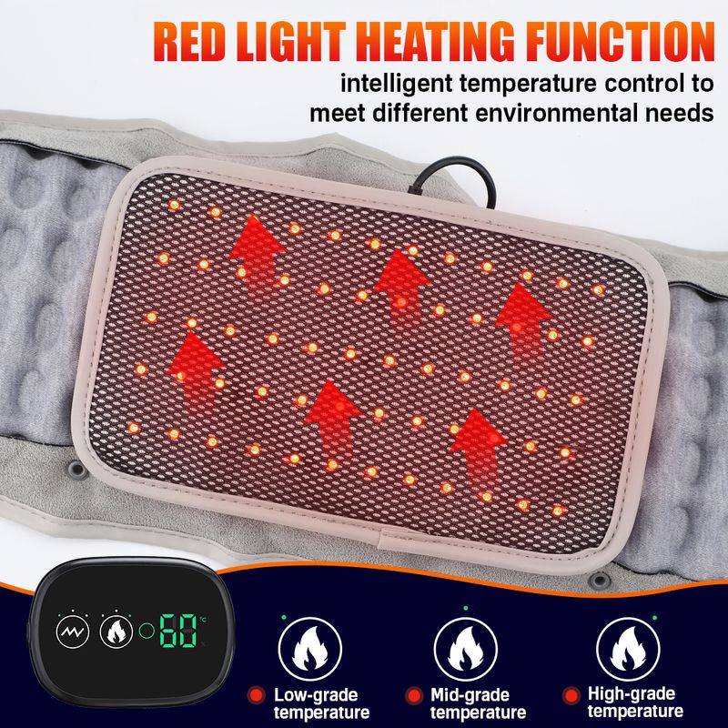 Iatable Red Light Aquecimento Vibração Massagem Airbag Costas Cintura Suporte Cinto Abdômen Ferramentas de Alívio Da Dor_voghion.com