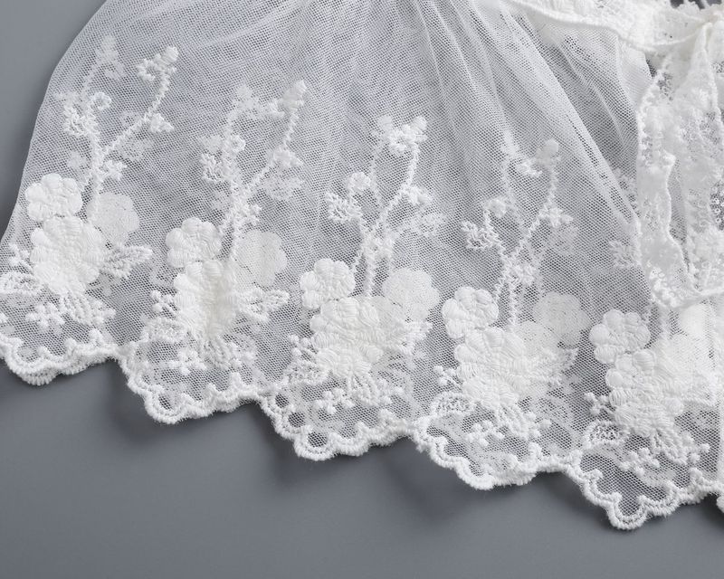 Mittelalterlicher französischer romantischer kleiner Schal mit Victoria-Spitzenhals_voghion.com