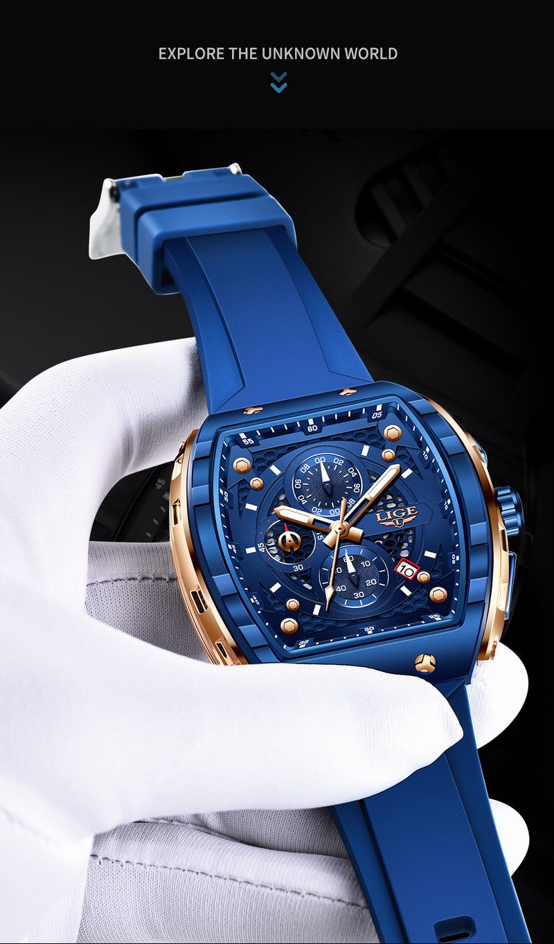 Men's Sporty Quartz Watch With Triple Subdials, Date Display, And Luminous Hands, Durable Silicone Strap, 30M Water Resistant For Outdoor Activities_voghion.com