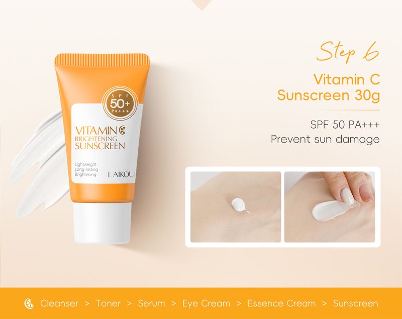 Seturi Produs nou LAIKOU Vitamina C Kit de îngrijire a pielii cu 6 piese Hidratare, hidratare și iluminare a culorii pielii_voghion.com