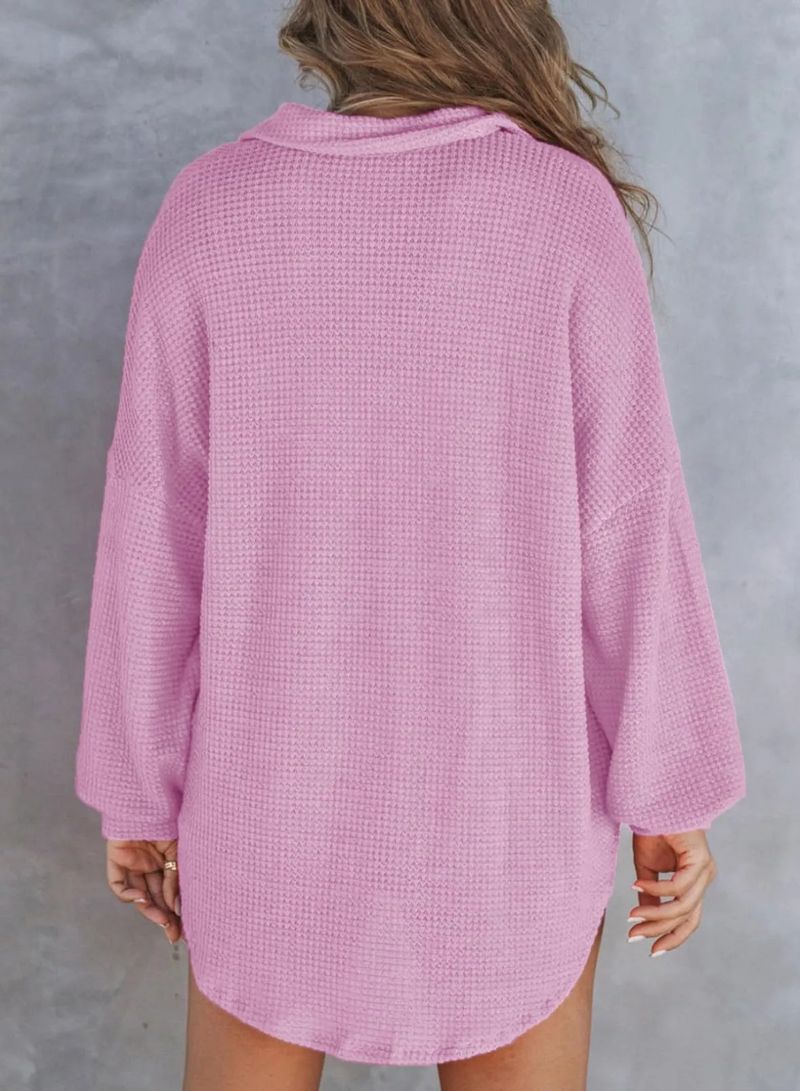 Baumwollhemden Lässige, lockere Bluse, gemischt, Übergröße, langärmelig, V-Ausschnitt, Oberteile, Damen, Übergrößen, Tunika 2025_voghion.com