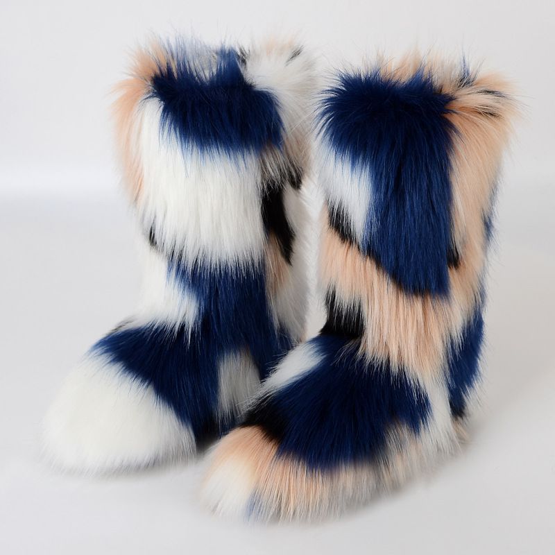 Winter snow boots Women's outer wear warm non-slip cross-border long fur mid-calf raccoon fur y2g fur boots_voghion.com
