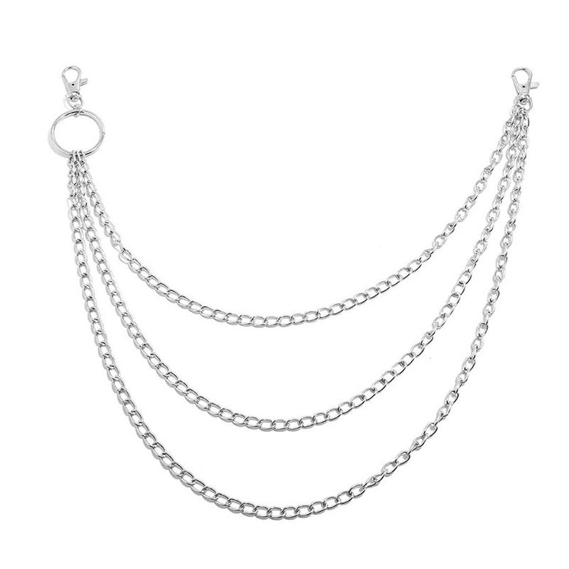 Qifu Fashion Simple Personality Waist Multi-layer Keychain Pants OT Buckle Punk Body Chain_voghion.com