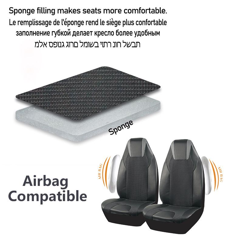 Nueva funda para asiento de coche de tela jacquard negra y gris PVC con capucha y personalidad tridimensional_voghion.com
