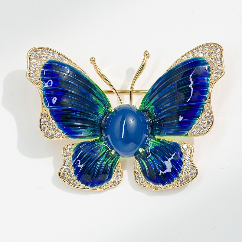 Spilla a fiocco in agata smaltata fatta a mano Quiet Butterfly Valley, spilla a forma di insetto_voghion.com