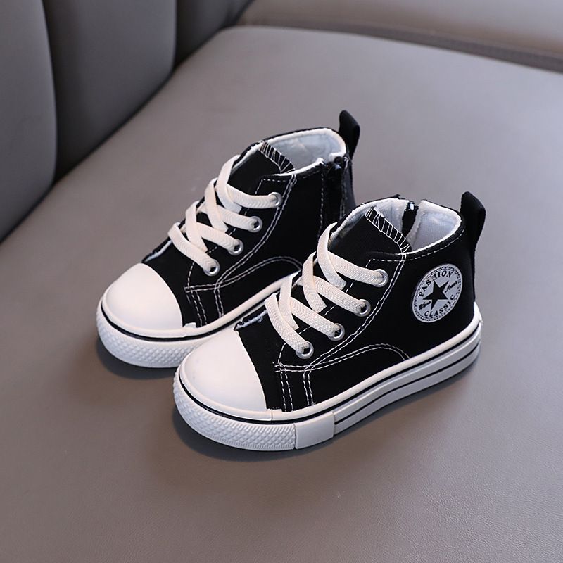 SHLIANG Scarpe da ginnastica per bambini in tela alte con cerniera laterale, comode e traspiranti, con fondo morbido e antiscivolo, scarpe casual da tavola Y0036_voghion.com