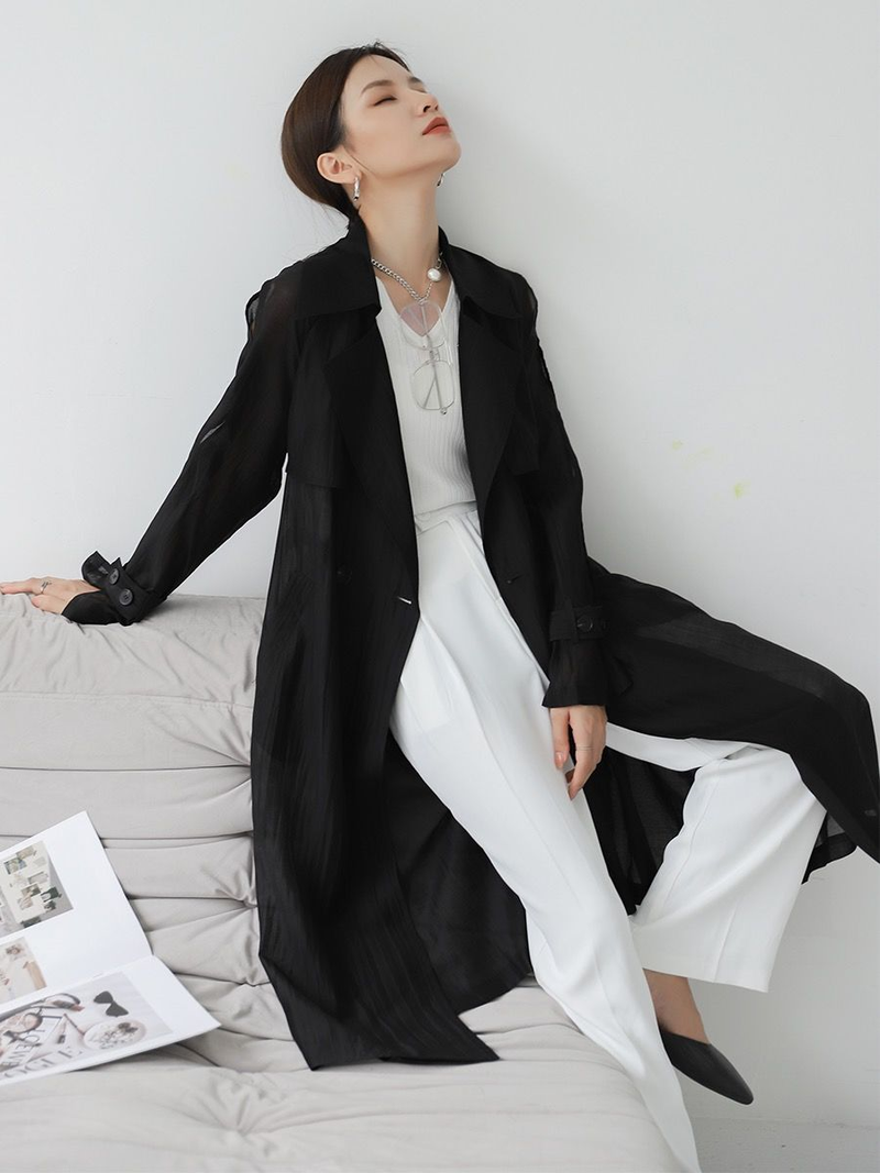 Spring Summer 2023 New Wo's Windbreaker Fashion Loose Frenulum Sunscreen Trench Coat Thin Style Shirt & Blouse Top_voghion.com