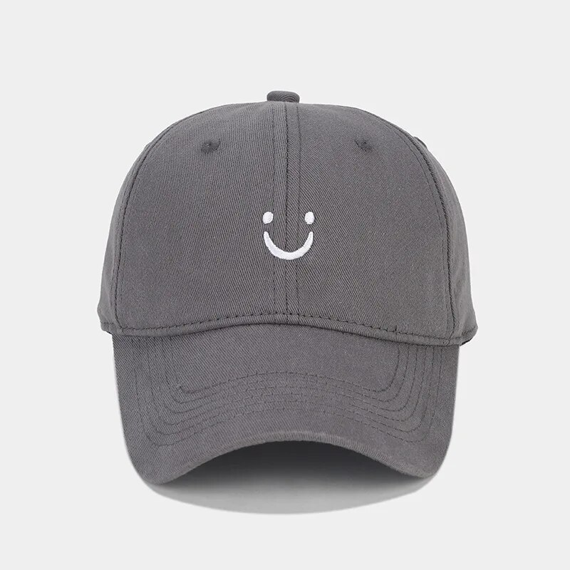 Smiley Face Trucker Washed Dad for Men Women Cute Baseball Caps Unstructured Smile Embroidered Hat_voghion.com