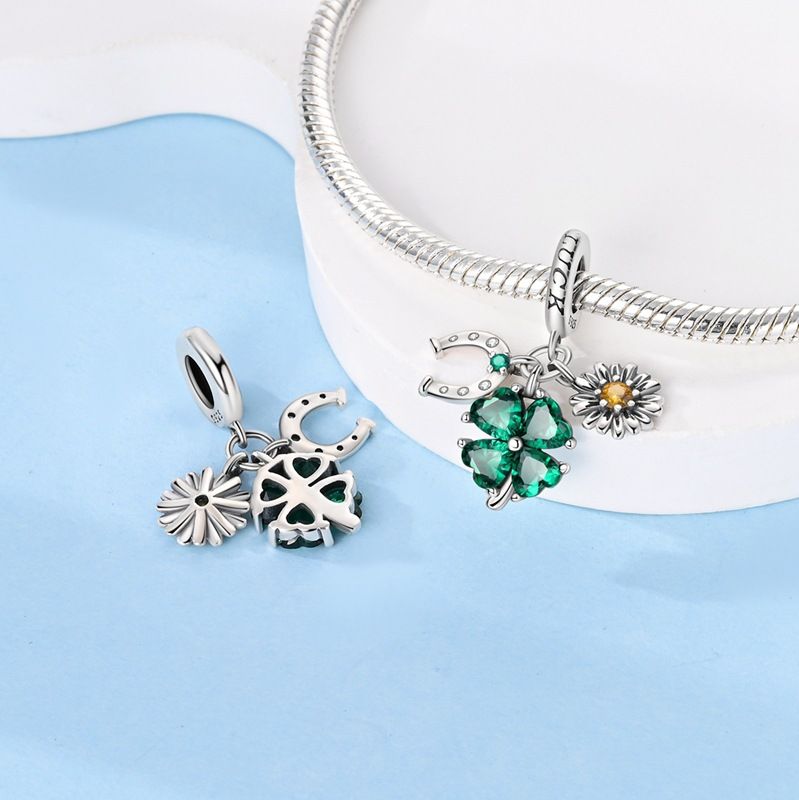 Kadın Takıları 925 Ayar Gümüş Charm Dört Yapraklı Yonca Hayat Ağacı Sinek Kuşu Vadi Zambağı Boncukları Yıldızlı Gökyüzü Kız Kardeş Kolye DIY_voghion.com