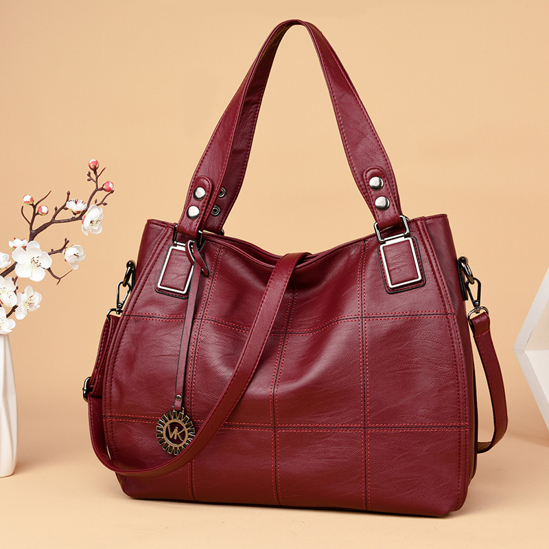 Sac fourre-tout en cuir souple pour femmes d'âge moyen, asymétrique épaule diagonale, grande capacité, fourre-tout pour maman, nouvelle collection 2023_voghion.com