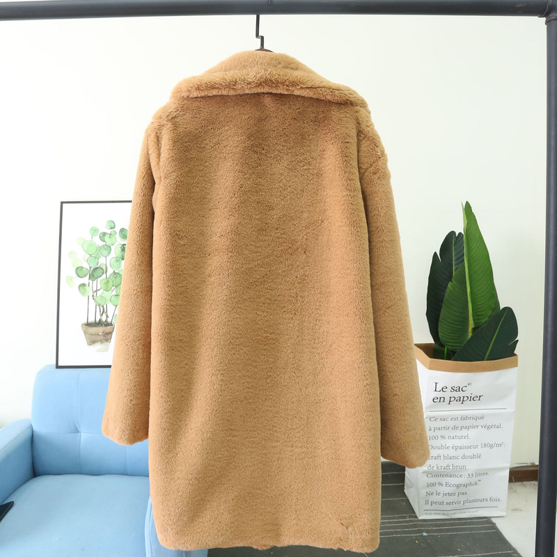 Damenbekleidung, Nachahmung aus Kaninchenfell, Anzug, Nachahmung, Pelzmantel, Kleidung, lockeres, flauschiges, weiches Kaninchenfell_voghion.com