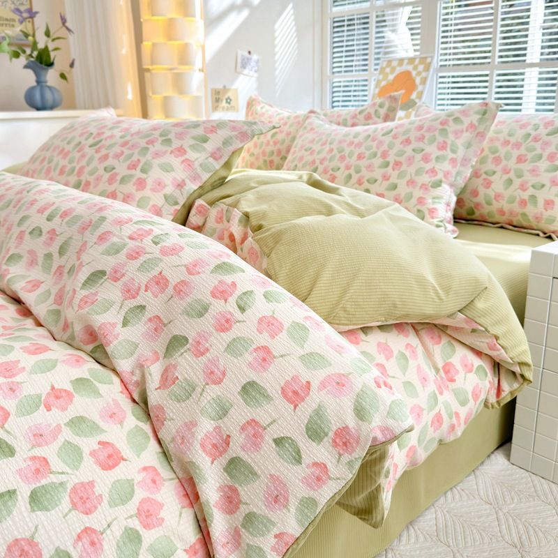 Set di quattro pezzi in cotone jacquard super morbido di classe A, adatto alla pelle di neonati e bambini, traspirante e assorbente._voghion.com