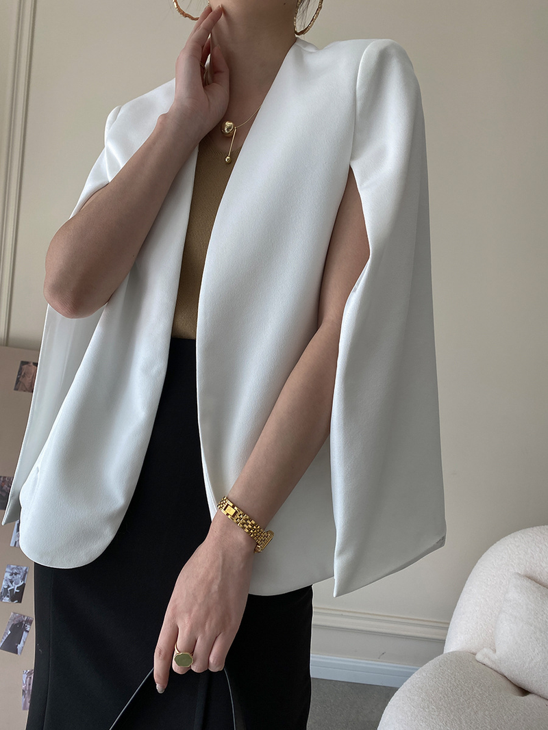 Sinan Elegante Cappotto da Donna con Mantella e Tasche Laterali, Design di Alta Qualità, Autunno Inverno Nuovo SN1112_voghion.com