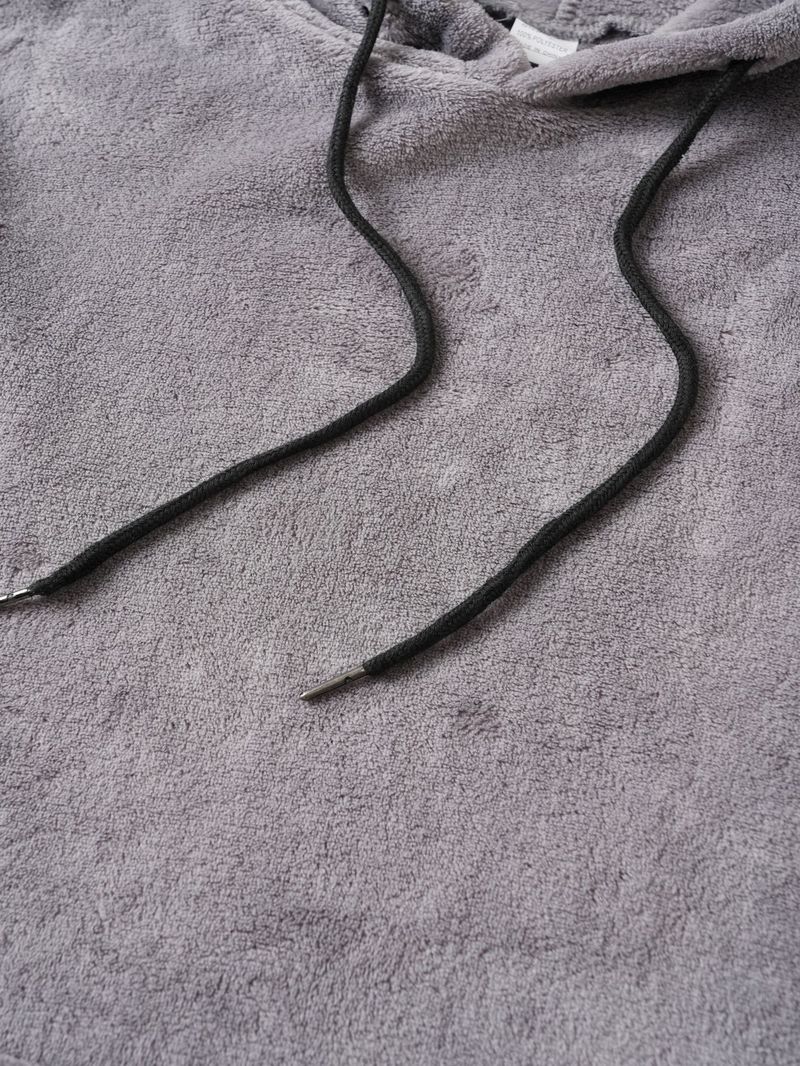 Felpa con cappuccio foderata in pile da uomo - Felpa oversize con cappuccio (grigio/marrone chiaro/nero, S-2XL)_voghion.com