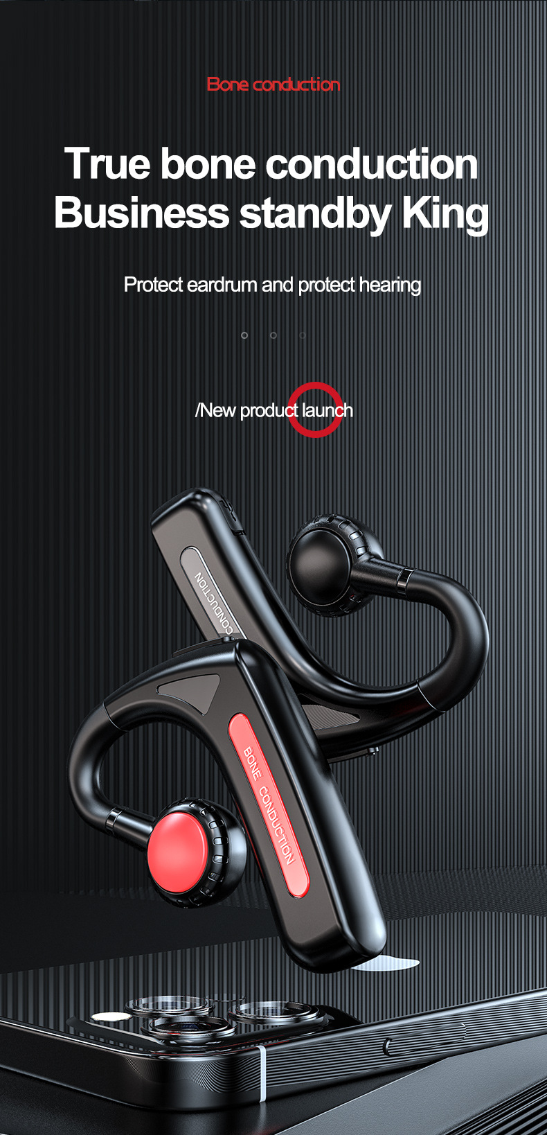 Neu Bluetooth-Headset Knochenleitung Ohrbügel Nicht-In-Ear Business Sports Stereo Headset_voghion.com