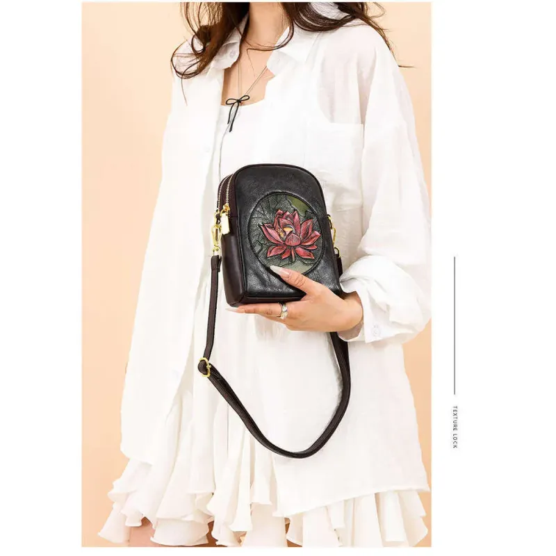 Borsa a tracolla con tracolla singola, con texture in rilievo di peonia, nuova borsa casual da pendolare in stile cinese_voghion.com