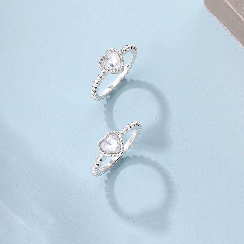 Einfache Legierung Herz Set Mode Vielseitig Intarsien Strass Ring Für Frauen_voghion.com