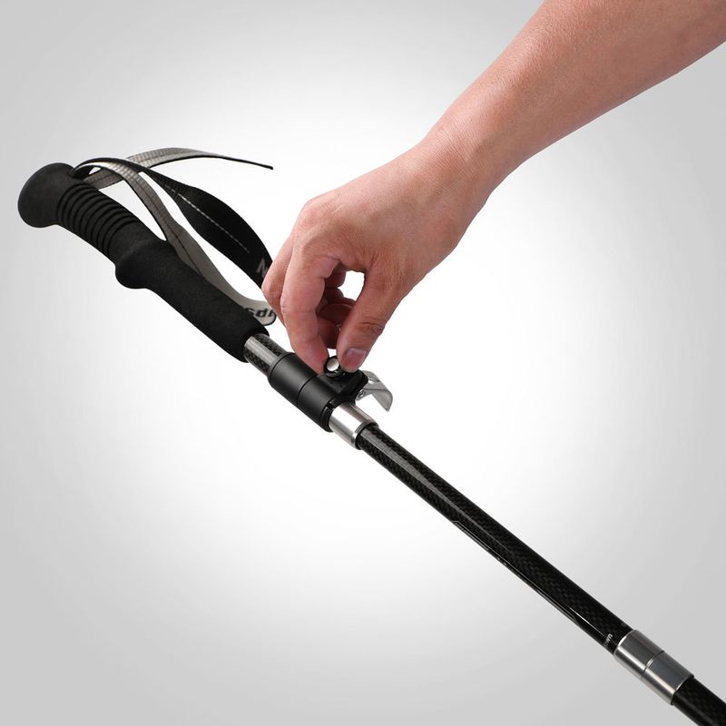 Outdoor 3k Fiber Folding Five-Section Climbing Ultra-Light Carbon Hiking Trekking Pole Walking Stick_voghion.com