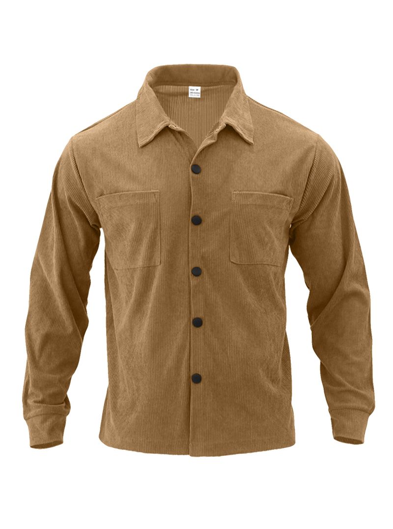 Herren-Cordhemd mit Knopfleiste – Slim Fit im Workwear-Stil, maschinenwaschbar und atmungsaktiv (S–XXXL, einfarbig, Vintage Casual Essential)_voghion.com
