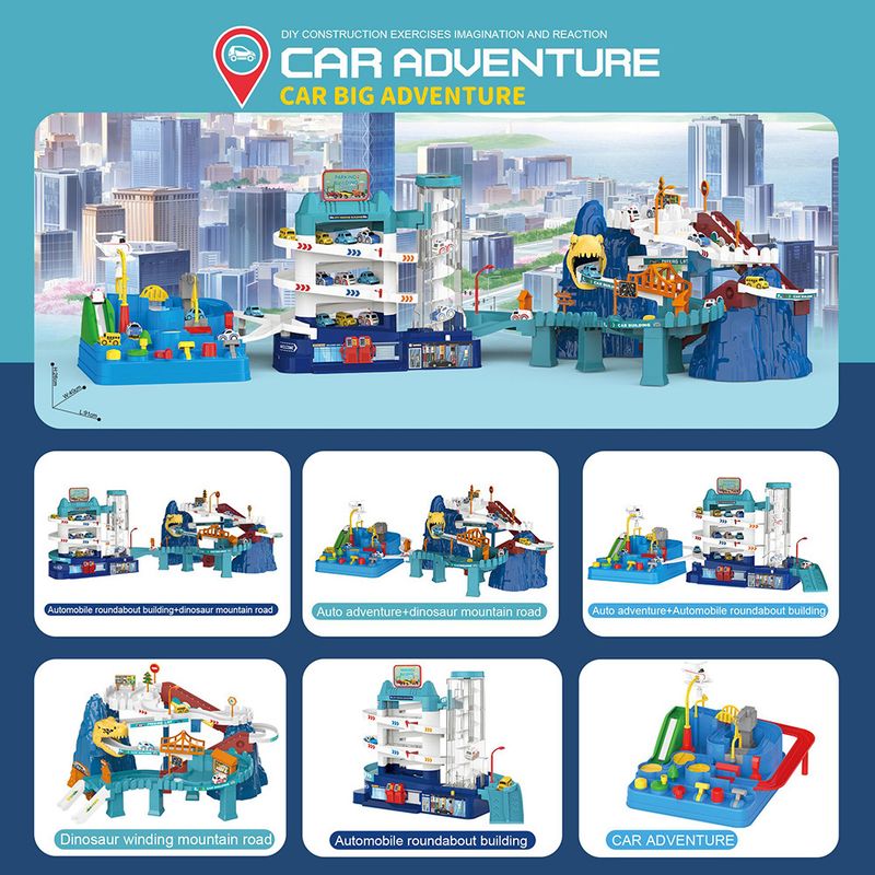 Kinder 2-in-1 Parkplatz Auto Gebäude Eisenbahn Auto Spielzeug kinder Puzzle Abenteuer_voghion.com