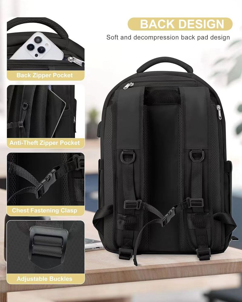 Happypeople Leichter Reiserucksack mit großer Kapazität, wasserdichter Unisex-Handgepäckrucksack mit Laptopfach, strapazierfähiges Oxford-Gewebe_voghion.com