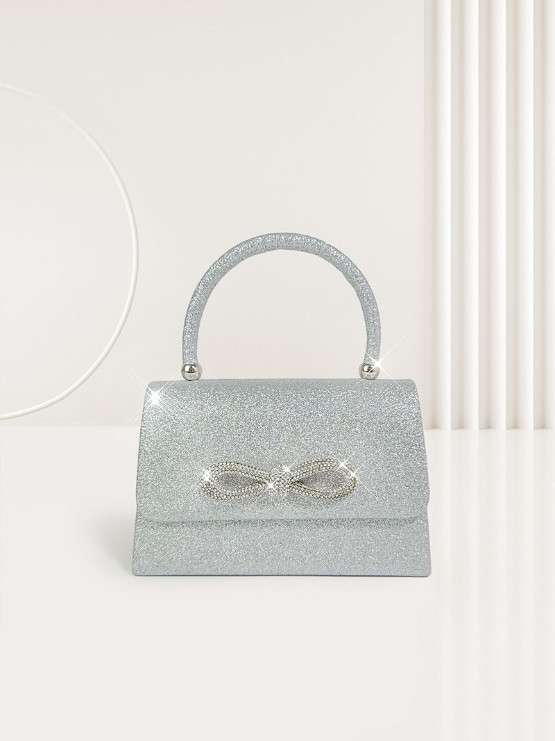 Aftonväska Glänsande Strass Rosett Handväska Glänsande Glitter Niche Casual Väska_voghion.com